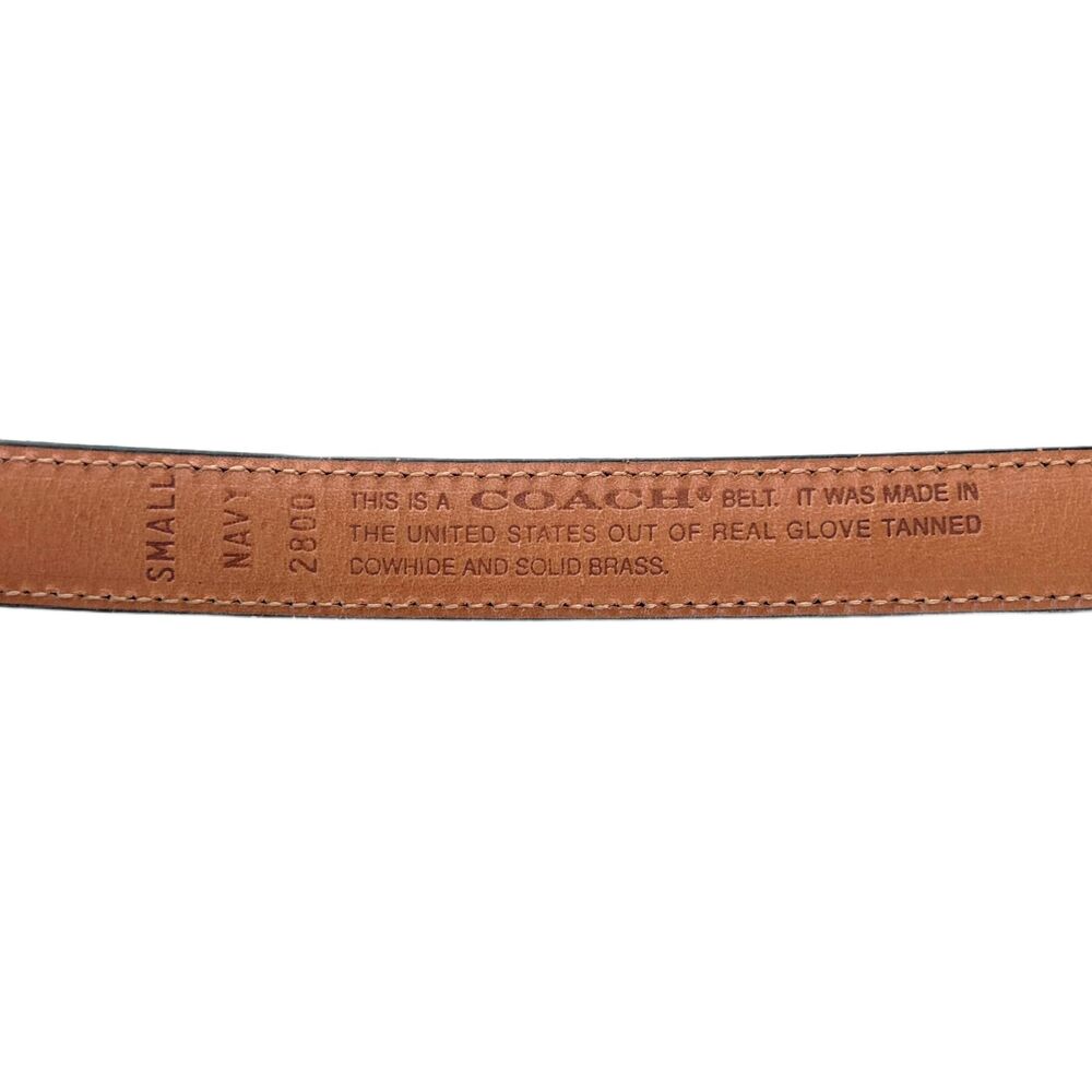 Vintage Coach Skinny Belt Blue/Gray Leather Womens S Double Keeper Made in USA - Picture 7 of 8